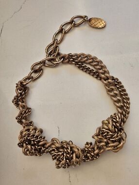 2012 Burberry Runway Massive Statement Antique Gold Ball & Chain Link Necklace